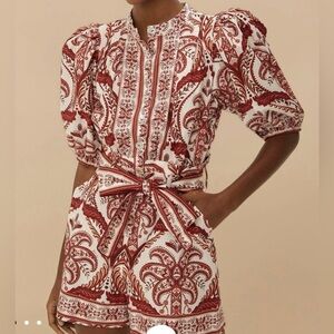FARM Rio Red and Cream Patterned Romper